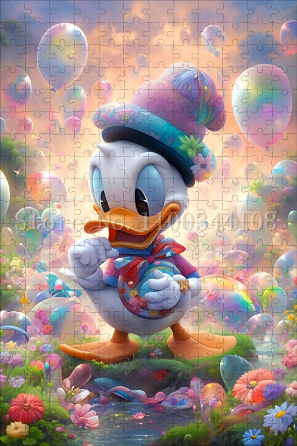 35/300/500/1000 Pieces Disney Donald Duck Puzzles Cartoon Character Flowers Jigsaw Puzzles for Children Intelligence Game Toys