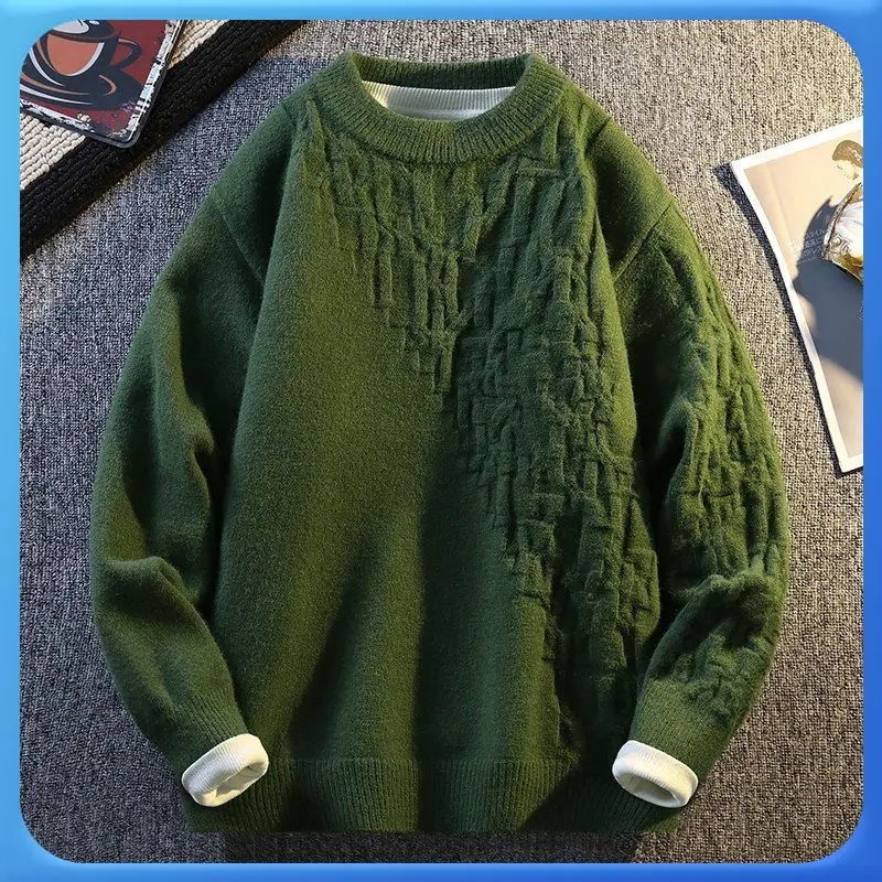 

Круглый вязаный свитер Ne для молодых мужчин, базовый слой для осени и зимы, модный универсальный длинный топ све