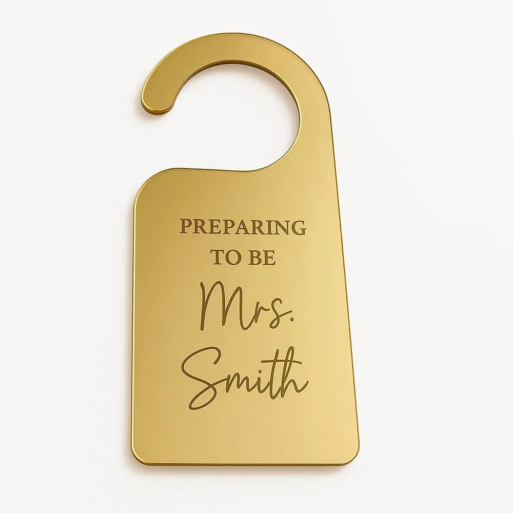Personalized Bridal Door Decoration Preparing to Be Mrs Bride Getting Ready Sign Door Hanger Wedding Sign Wedding Morning Gift - view 3