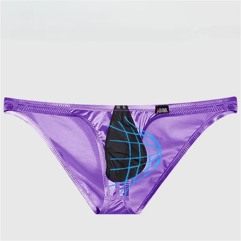 

Сексуальное нижнее белье, шелковистые мужские дышащие трусы, ультратонкие выпуклые трусы из ледяного шелка, прозрачные глянцевые мужские трусы с низкой талией