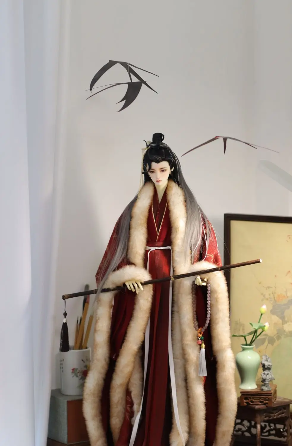 BJD Ancient Costume Hanfu Robe Dress Outfit For MSD POPO68 IOS80 Uncle 1/4 Strong Body 1/3 Doll Accessories Customized Size 1605