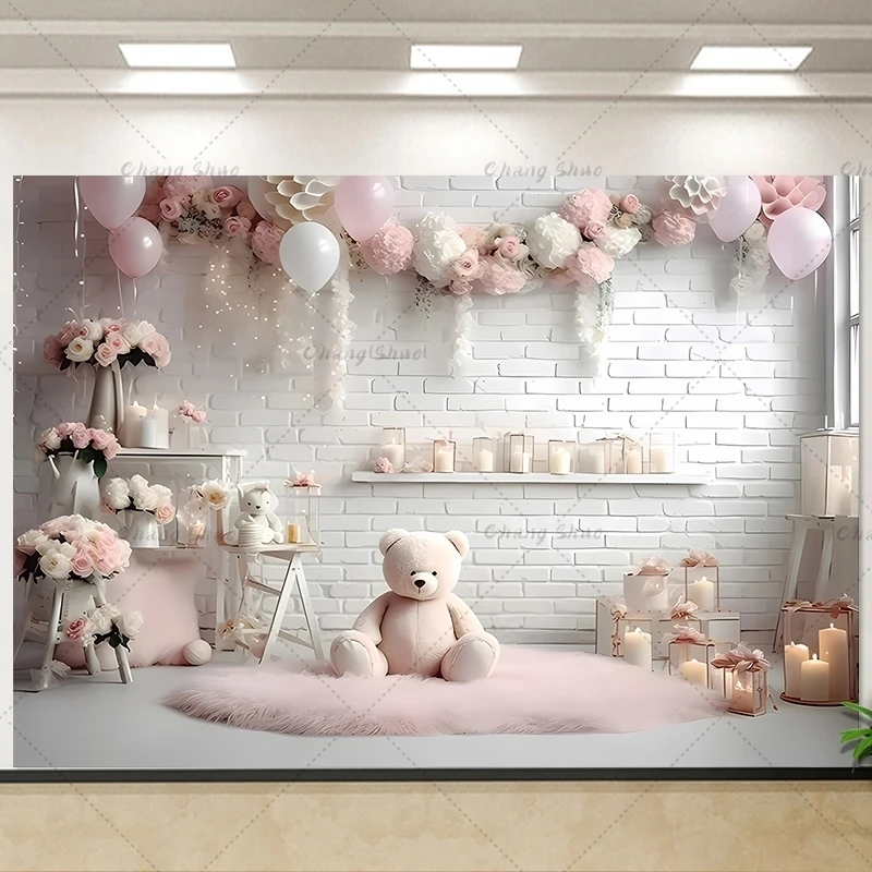 Baby shower Newborn Photography Backdrop Prop Bear Air Balloon Christmas Decorations Happy Birthday Party Photo Background SZ-01