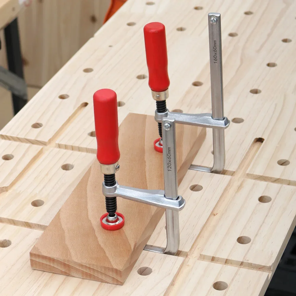 120-300mm Woodworking Desktop Handle Guide Rail Clamps with Hand Screw Action Arm for Woodworking MFT Table and Track Cutting