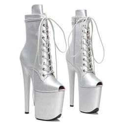 Leecabe 20CM/8Inch Matte PU upper small open toe Trend fashion high heel platform stripper heel Pole Dance boots