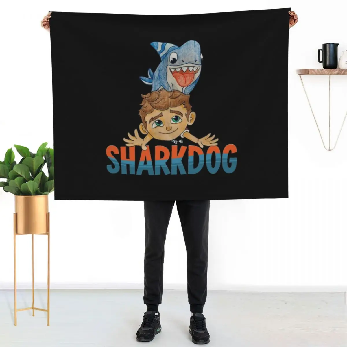 sharkdog Throw Blanket funny gift Luxury Designer Soft Plush Plaid Summer Tourist Heavy Blankets