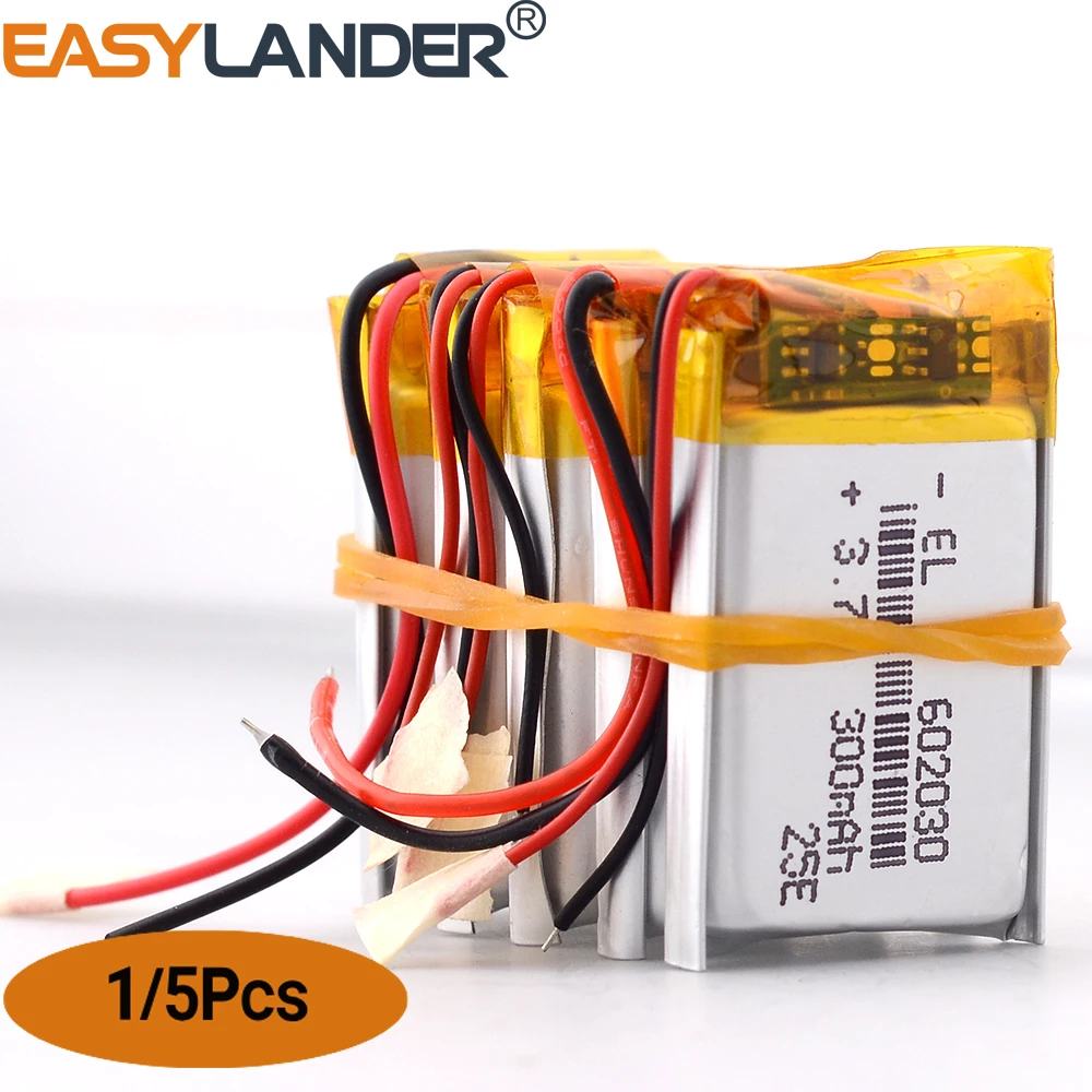 Silicone Wires 300mAh 602030 3.7V Rechargeable Lithium Li-ion Polymer Battery