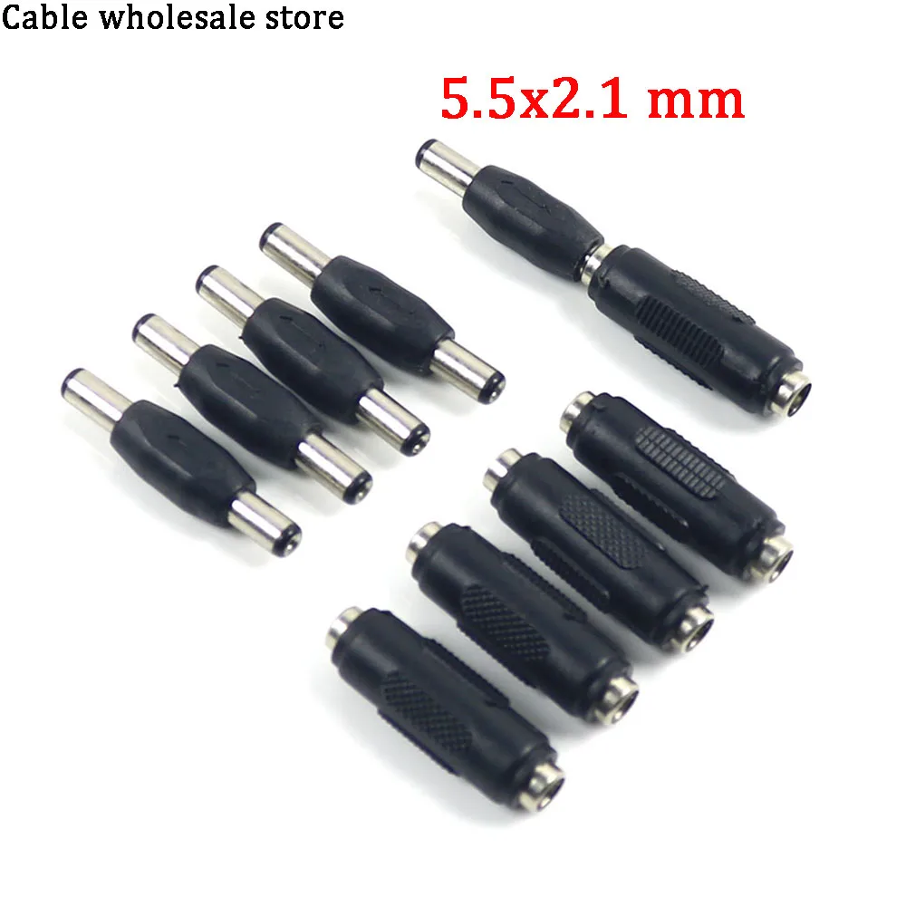 

5.5*2.1mm DC double male to male Power Socket Connector CCTV female to female Panel Mounting Jack Adaptor 5.5x2.1mm