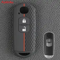 Silicone 2 Button Keyless Entry Car Key Fob Chain Case Cover Shell Protect For Mazda 2 3 6 Cx3 Cx5 Cx7 Cx9 Mx5 Auto Accessories