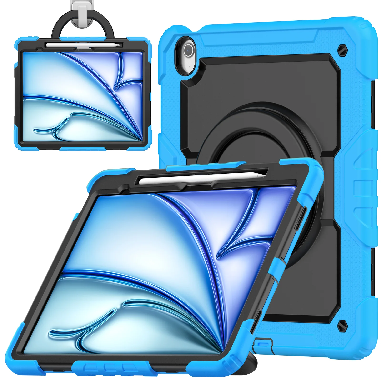 Rotating Stand Case For iPad Air 13 2026 M4 2025 M3 2024 M2 Pro 13 M5 M4 12.9 2018-2022 3rd 4th 5th 6th Gen Handle Grip Cover 