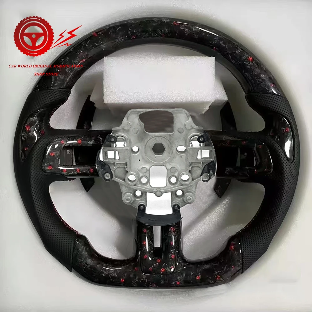 

Customized Carbon Fiber Steering Wheel for Ford Mustang GT 2015 - 2023 Perforated Leather
