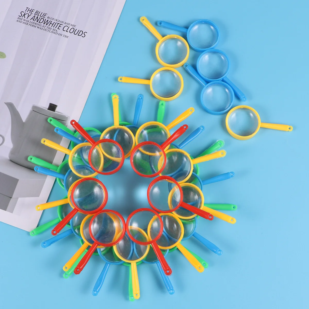 Loupe portative en plastique coloré pour enfants, 48 pièces, pour la lecture de bijoux, timbres, pièces de monnaie, Inspection, expérience scientifique