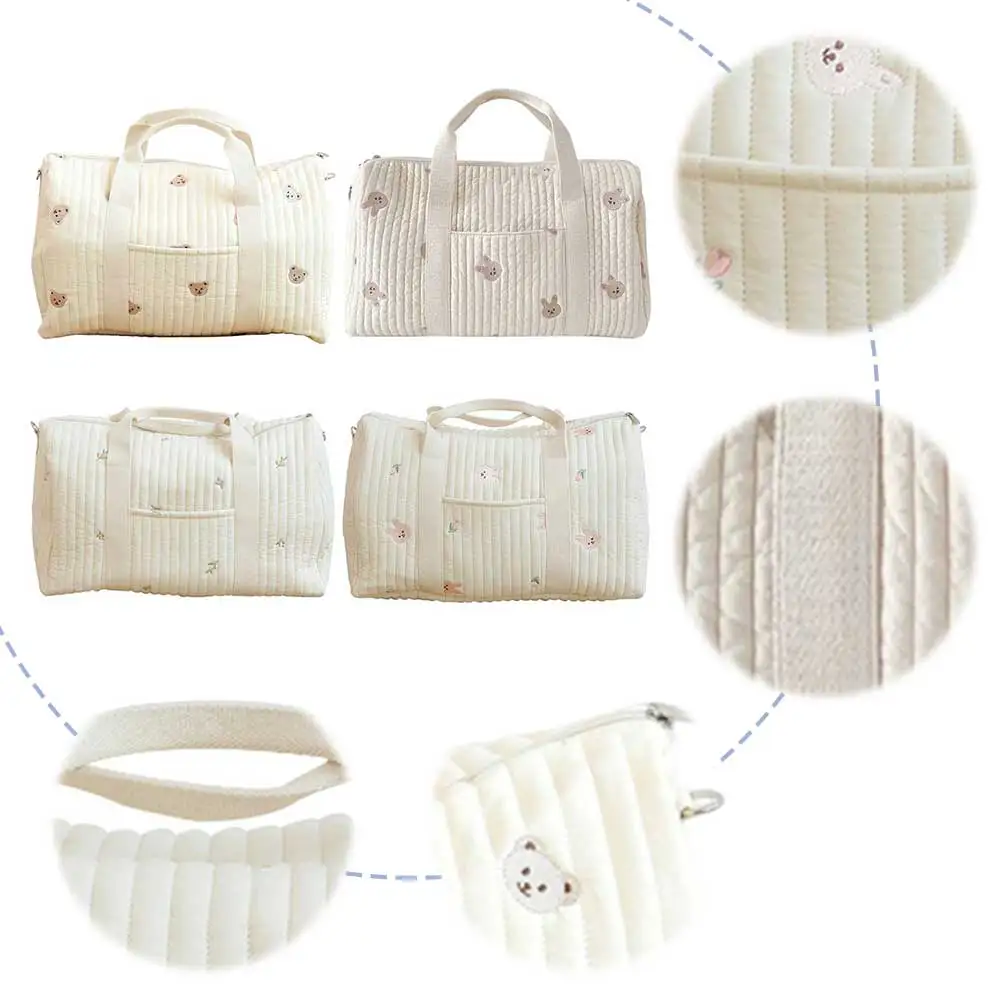 

Baby Diaper Bag Embroidered Nappy Organizer Cute Cartoon Mom Bag Storage Bag with Zipper Luggage Tote Bag for Travel