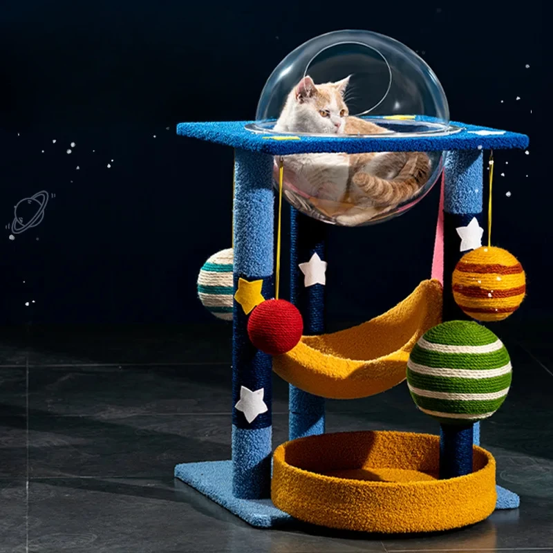 

Space Capsule Cat Climbing Frame, Integrated Pet Nest, Small Apartment, Sisal Cat Scratching Post Tree, Pet Toy