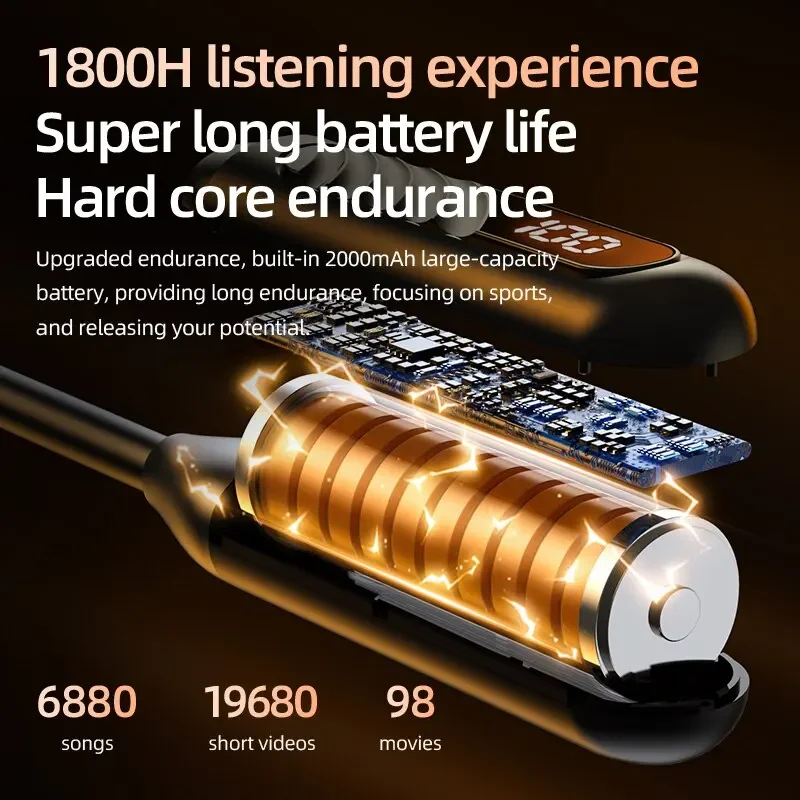 ChenTuo BT8 سماعات بشريط حول الرقبة سماعة رياضية خارجية Bluetooth5.3 سماعات ميكروفون سماعات أذن لاسلكية TWS عمر بطارية طويل