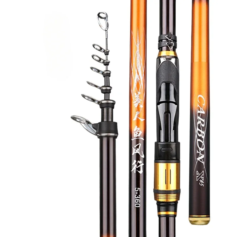 Rock Fishing Rod No. 5 Long Throw Rod Carbon Ultra Light and Ultra Hard Sliding Drift Large Guide Ring Universal All Water