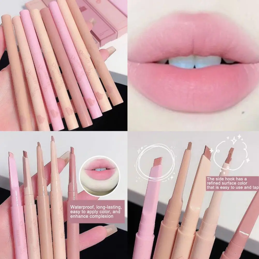 Muge Leen ลิปปากกาอายไลน์เนอร์ผิวด้านเนื้อ lipstik Tahan lama เรียบกันน้ำลิปปากกาอายไลน์เนอร์สีชมพูลิปทินท์แท่งแต่งหน้าสีนู้ด