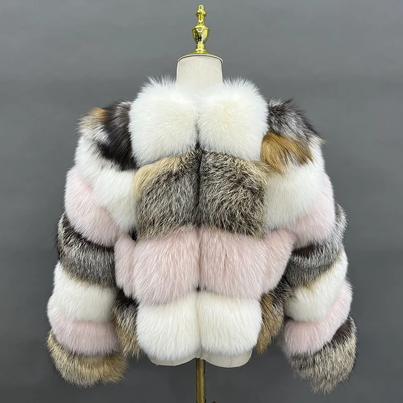 Women Winter Coats Warm Fox Fur Coats Real Natural Fox Fur Coat Fur Coat Thick Jackets V-neck New Arrival