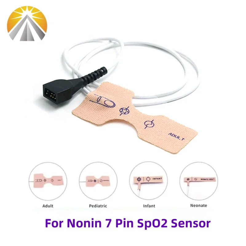 Sensor SpO2 desechable de 7 pines, oxímetro de pulso, sonda SAO2, monitoreo del ritmo cardíaco del paciente para Nonin 8500 8700, recién nacido para niños y adultos