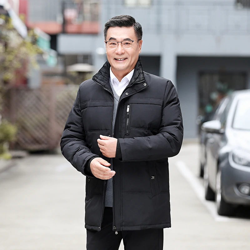 

Men's down Jaet Thiened ort Sle Middle-Aged And ly Faion Urban Couples Polyester Fiber White Du down Coat