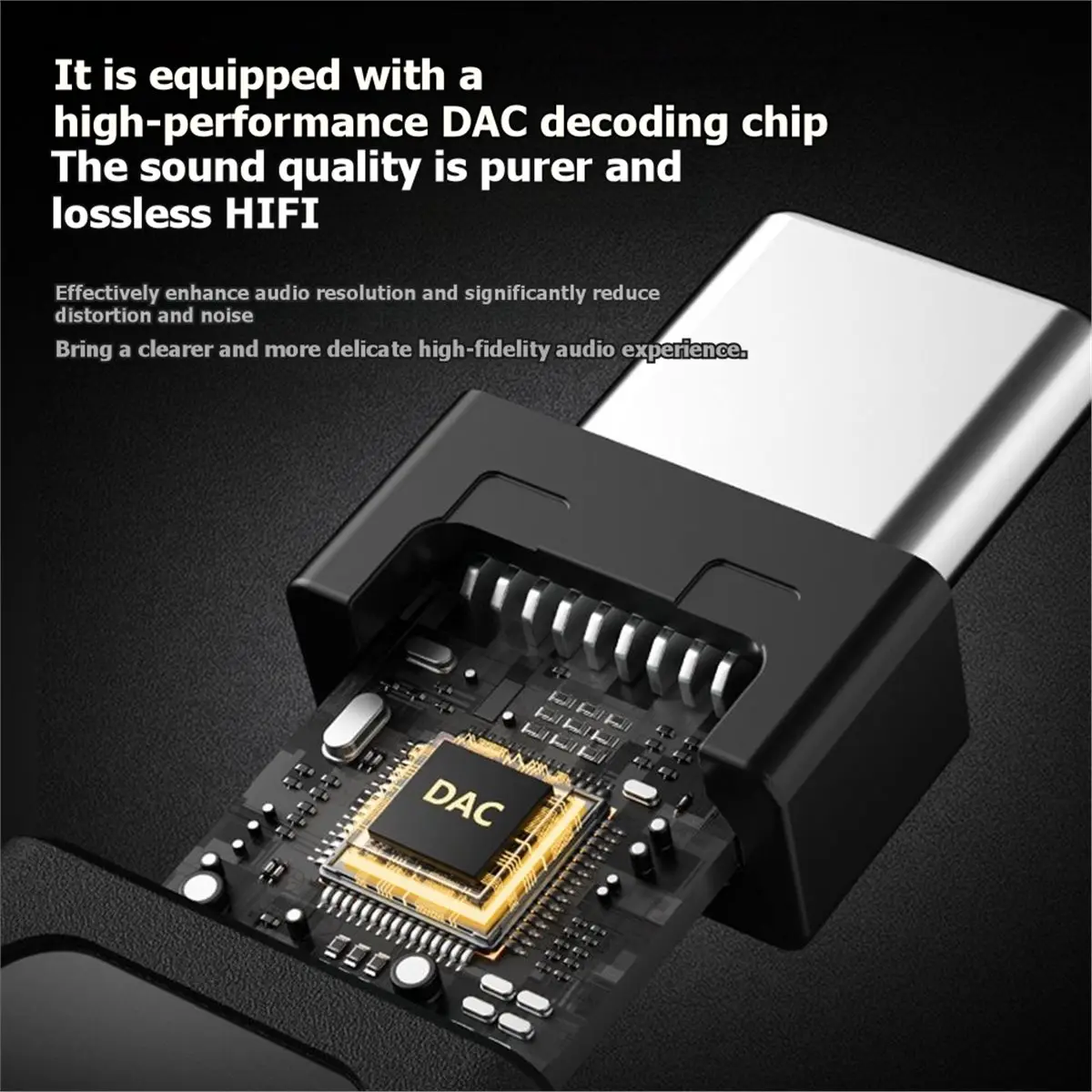 Dynamic Portable DAC Decoding Amplifier USB C to 3.5mm Audio Adapter with Professional 4-Stage EQ Tuning HiFi Digital Decoding