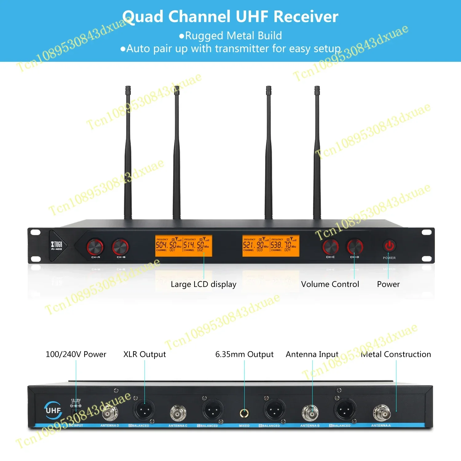 2025 XTUGA A400 Hot Sale 4 Channel Professional Wireless Microphone System UHF Cordless for Performance Singing