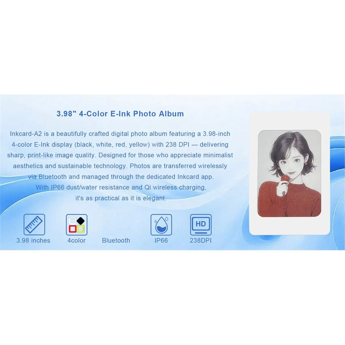 Bluetooth E-Paper IP66 Waterproof ID Card 3.98