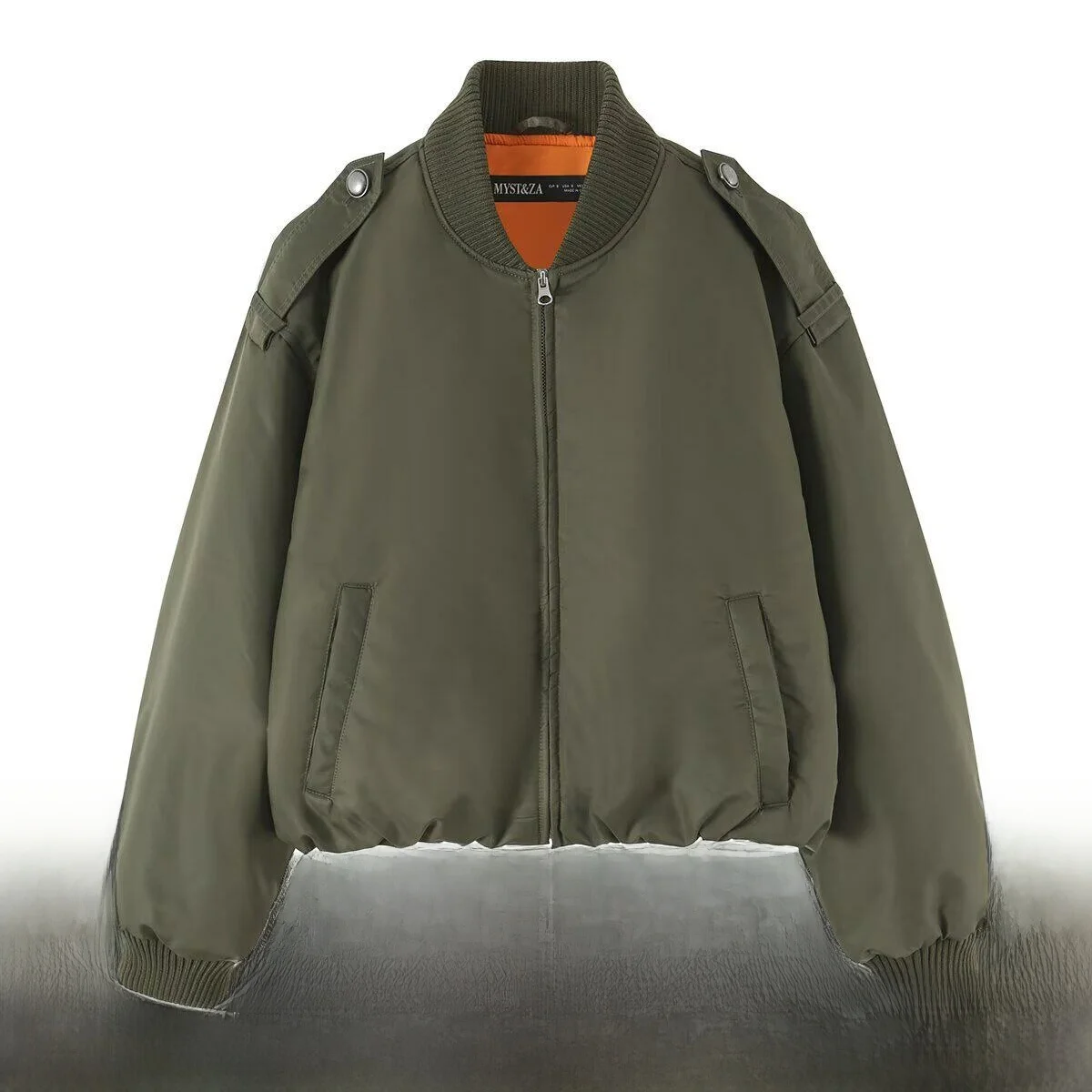 Fashionable Pilot Jacket Outerwear Women's Simple Style Long Sleeve round Neck New Autumn 2026 Short Coat Zipper Closure