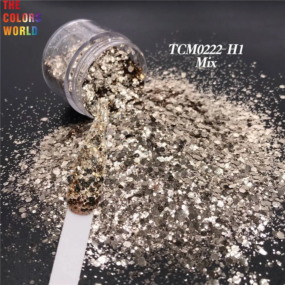 TCT-193 sześciokątny kształt masywny metaliczny połysk kolor paznokci Glitter paznokci ozdoby do paznokci DIY tatuaże do ciała makijaż FacePainting instrukcja DIY