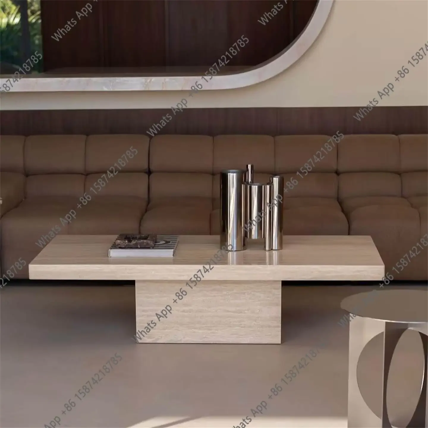 U Coffee Table Marble Rectangular Wabi-sabi Coffee Table Living Room Retro French Rock Version Coffee Table