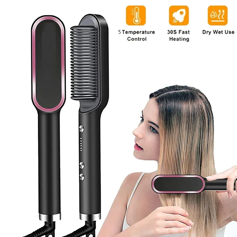 

Hair Straightener Professional Ptc Quick Heated Electric Hot Comb Hair Comb Personal Care Multifunctional Hairstyle Brush