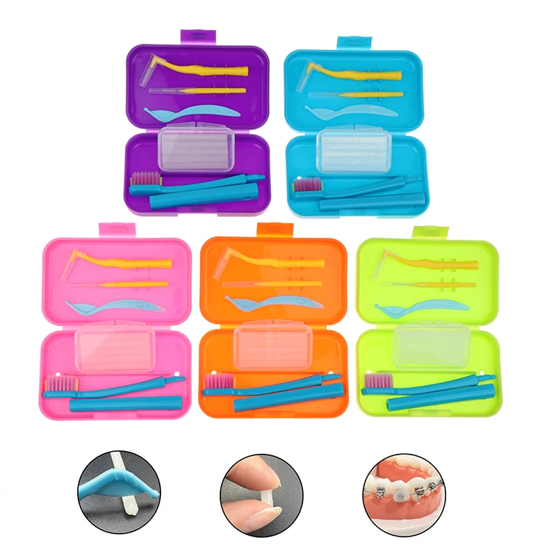 Dental Cleaning Care Kits Portable Travel Oral Cleaning Kits Detachable Toothbrush Interdental Brush Tongue Scraper Storage Case