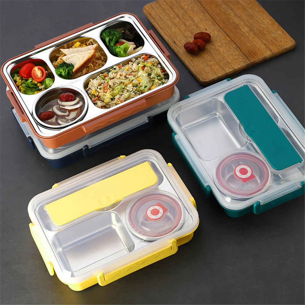 صندوق غداء من الفولاذ المقاوم للصدأ، علبة طعام مانعة للتسرب، حاوية تخزين الوجبات العازلة للحرارة، أخضر، L