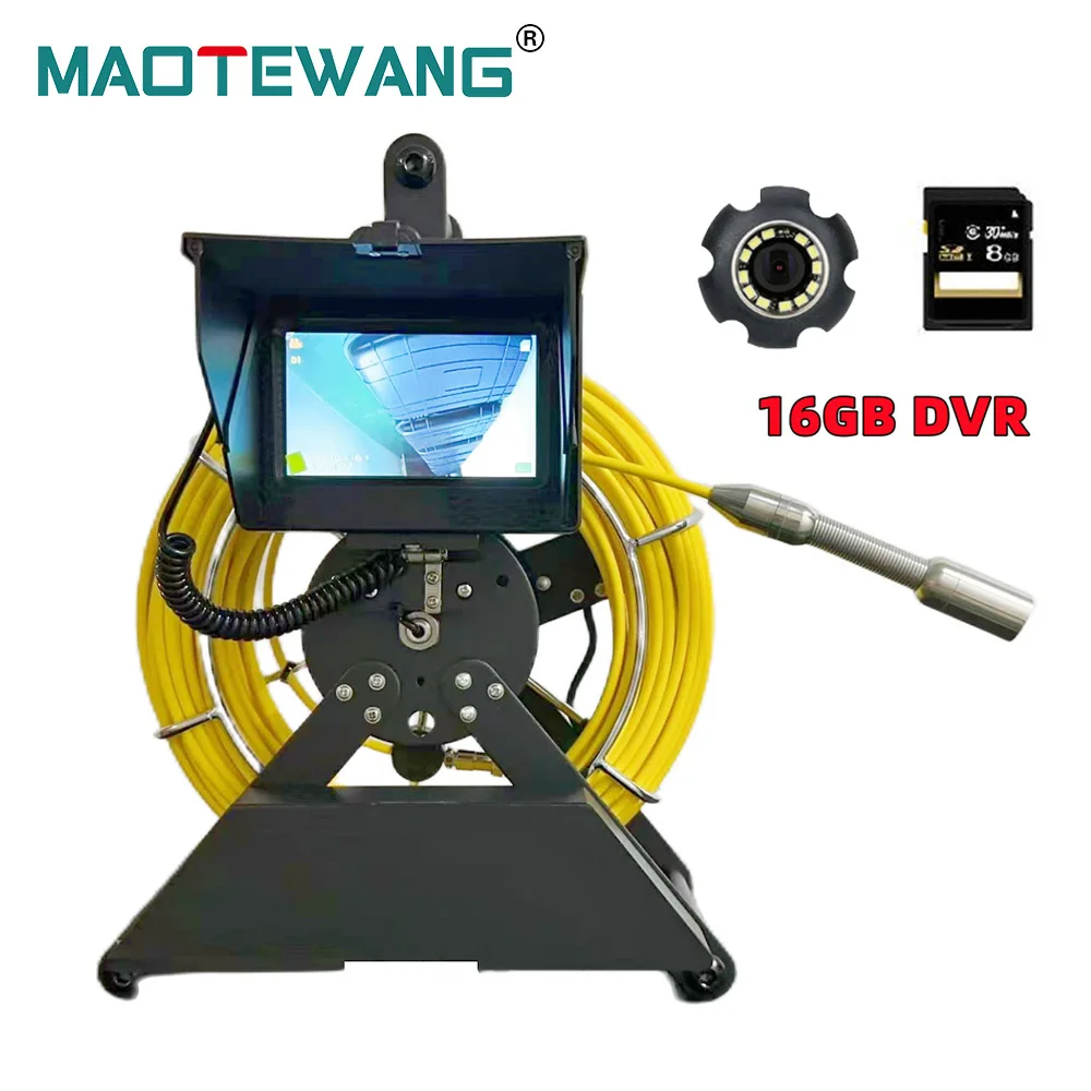 

Sewer Endoscope Camera with 4.3" Monitor 16GB TF Card DVR Industrial Drain Pipe Inspection IP68 Waterproof 5600MHA Battery