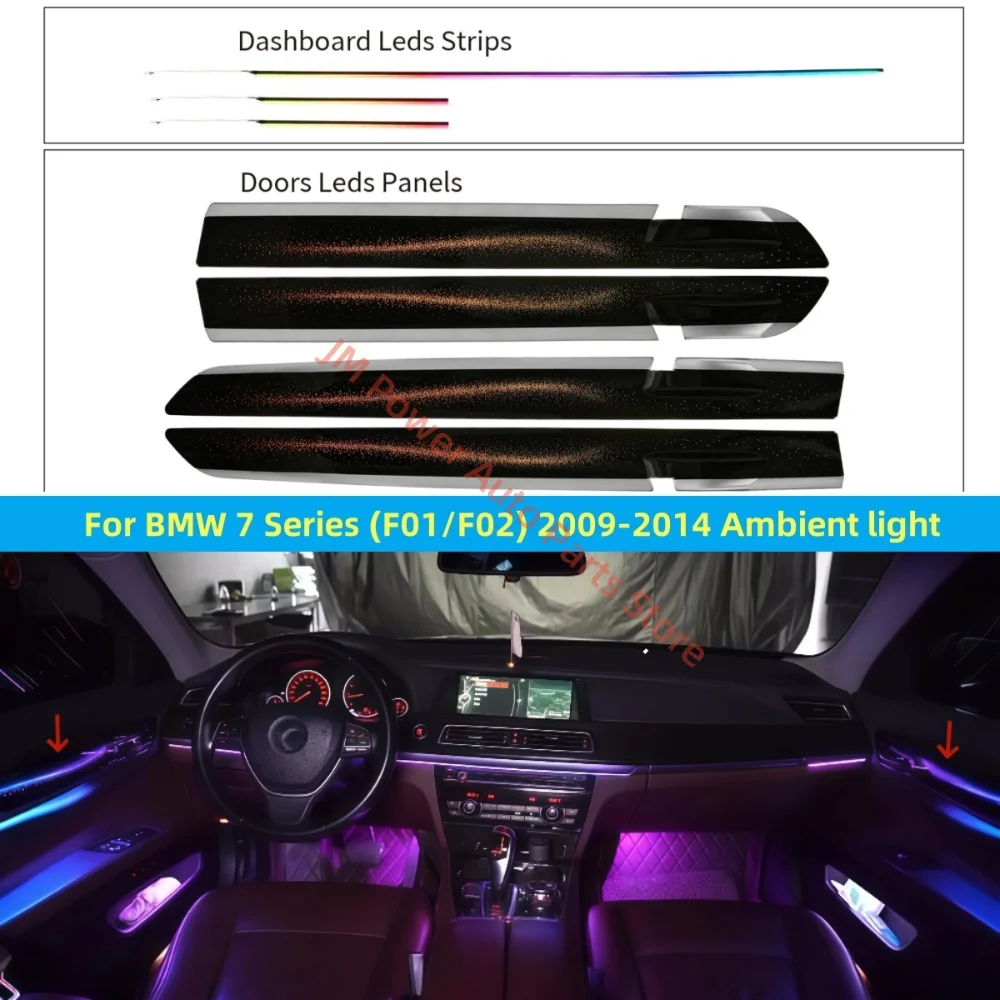 For BMW 7 series F01 F02 Atmosphere Lamp Car interior lighting upgrade Car accessories footlights Ambient Light 1:1 trim panel