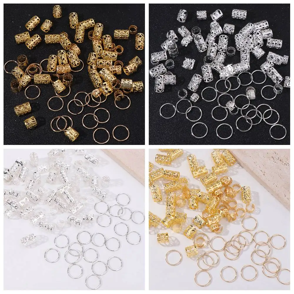 

80pcs Dread Locks Hollow Out Hair Ring Hair Braiding Metal Cuff Clips Dreadlocks Beads Multi Style Adjustable Hair Braid Tubes