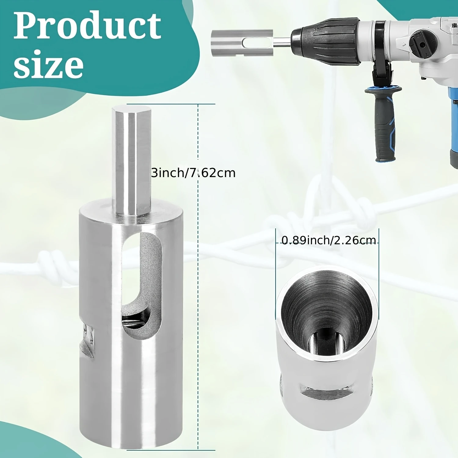Drahtbindewerkzeug 3-5mm für Drahtbinder zur Befestigung von Maschendrahtzäunen, Dreieckshals-Bohrfutter, Elektrobohrwerkzeug – Detail 3