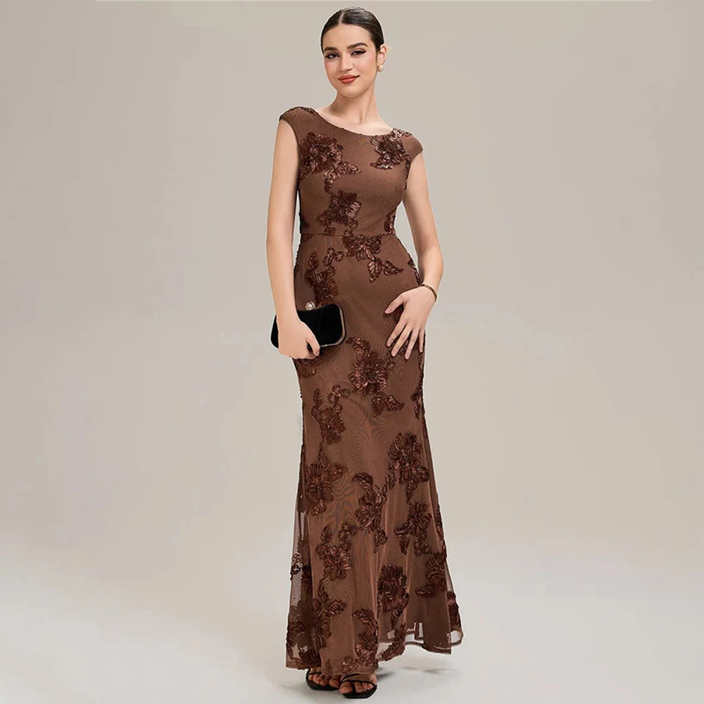

Women's Formal Evening Gowns Lace Applique Sleeveless Mermaid Evening Dresses Elegant Formal Party Gowns Prom Cocktail Gowns