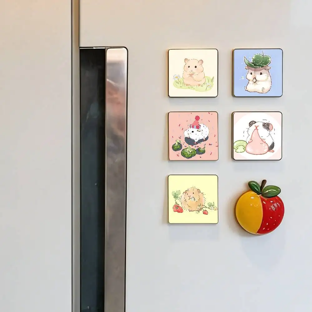Cartoon H-Hamster Refrigerator Magnets Magnet Personalized Fridge Magnet Square Shape Fridge Refrigerator Wall Door Decoration