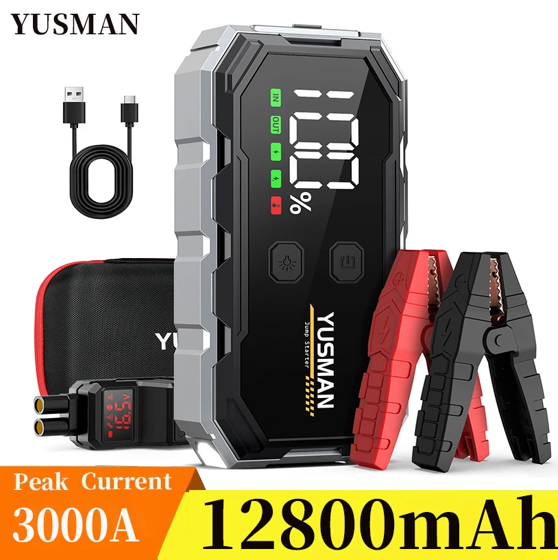 

3000A Jump Starter Power Bank 12 В Автомобильное пусковое устройство 12800 мАч Батарея Jump Start для Booster для двигателя 7,0 л и дизельного двигателя 5,5 л