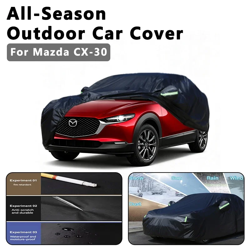

Outdoor Car Cover Waterproof Dustproof UV Sun Protection, Full Car Protector Exterior Accessories For Mazda CX-30 DM