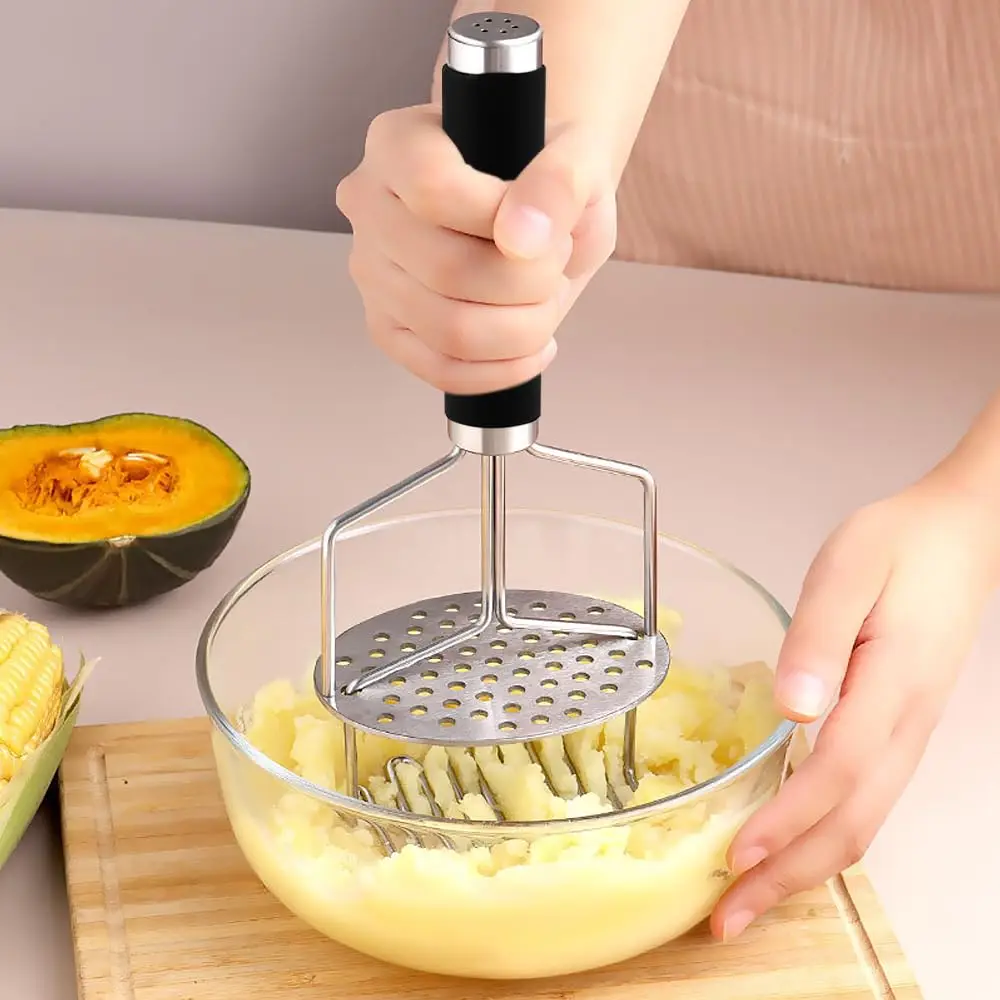 

IK Potato Masher Double Layer Stainless Steel Manual Potato Ricer Garlic Grinder Mud Press Fruit Puree Baby Food Kitchen Tool