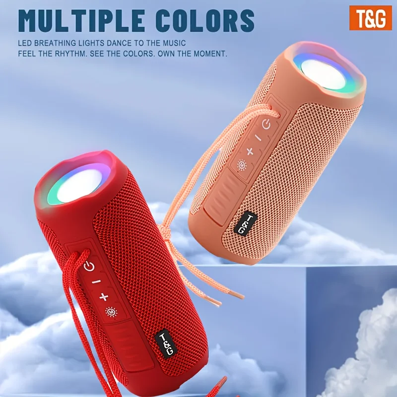 T&G TG227 Tragbarer kabelloser Lautsprecher, mit LED-Licht, TWS-Verbindung Stereo, USB/TF/FM-Radio, musikkompatibel – Detail 4