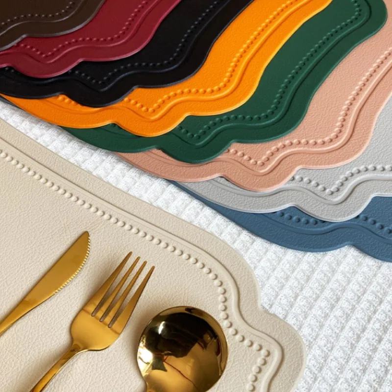 1/6/10PCS Orange Halloween PU Leather Placemats Non-Slip Waterproof Square Tableware Pad Soft Bowl Coaster for Gift Table Mat