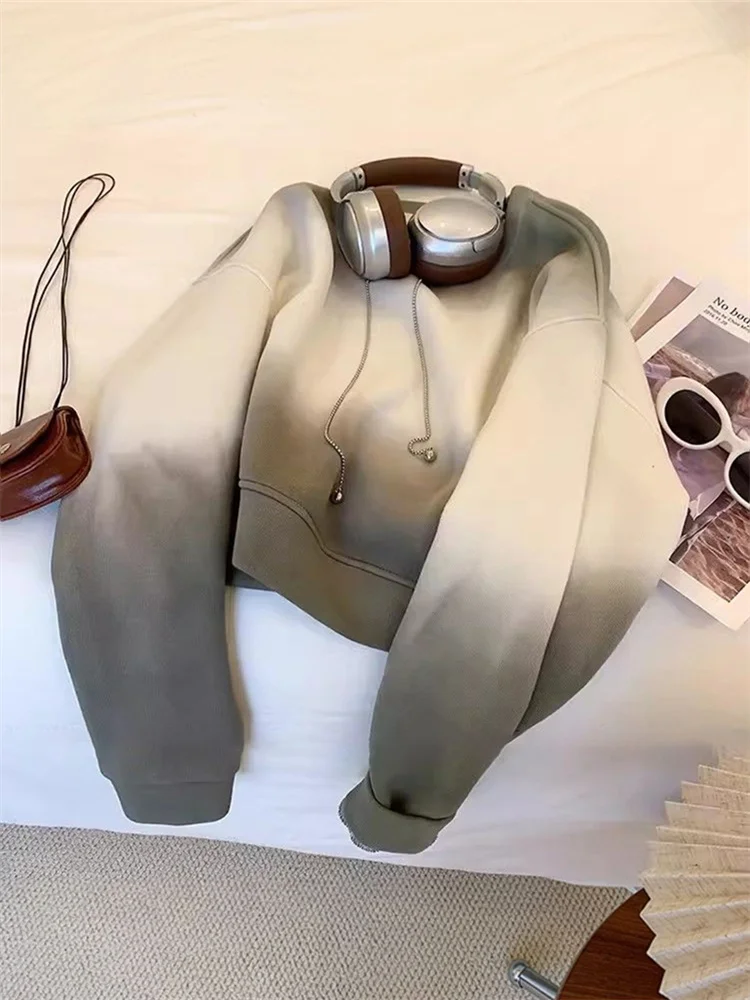 Bluza z kapturem w stylu retro tie-dye, luźny krój, uniwersalna odzież uliczna, casualowy top dla kobiet i mężczyzn.