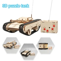 New DIY Wooden 3D Puzzle Tank Model Creative Science Assembly Remote Control Tank Physics Electronic Science Experiment Toy