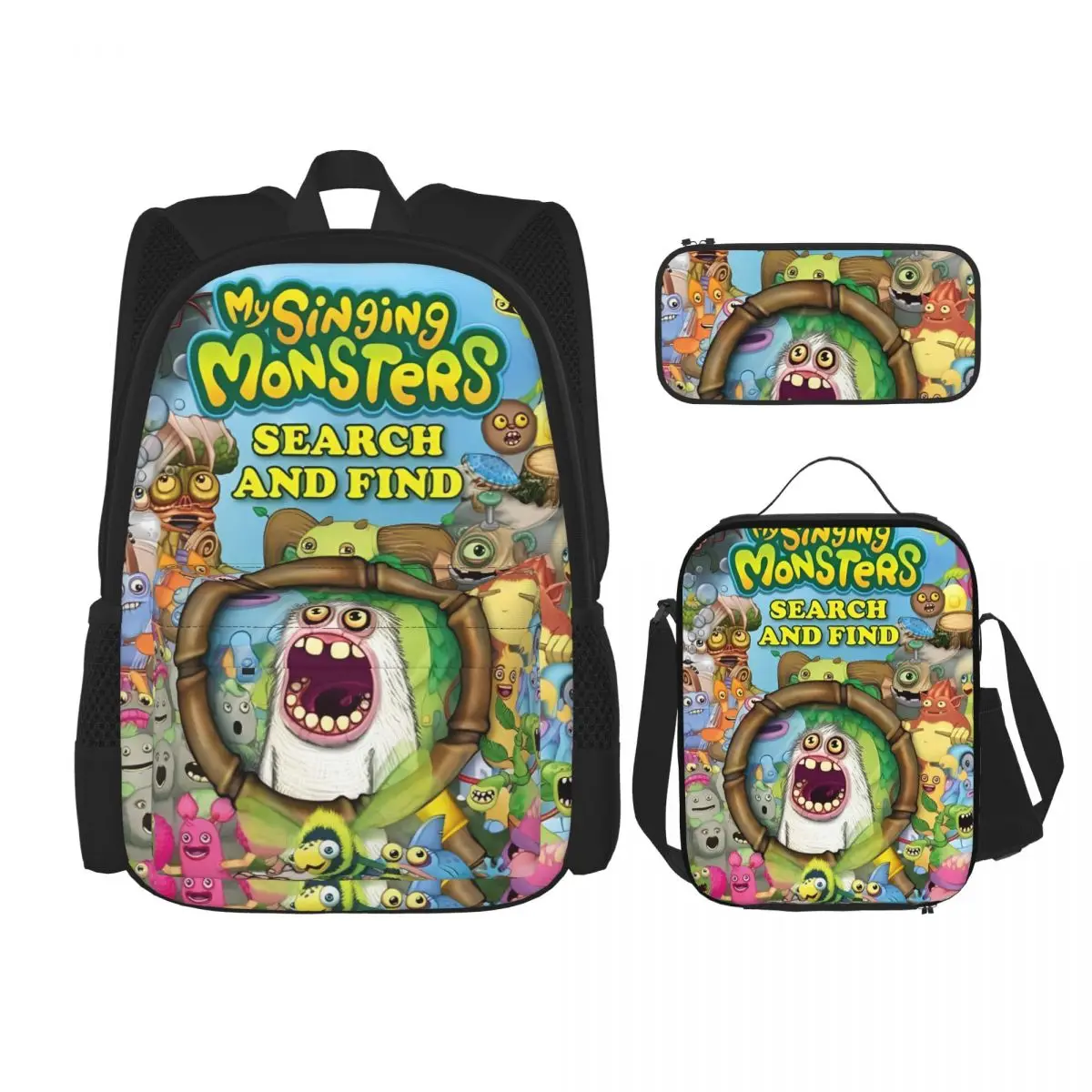 

Mammott My Singing Monsters Game 3pecs/set Backpack for Boys Girls Cartoon Laptop Shoulder Bag Lunch bag Pencil Case