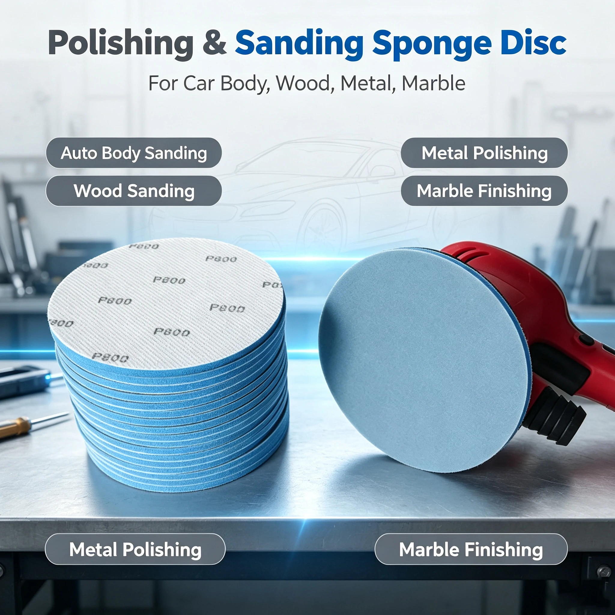 20 pcs 6-inch sponge sandpaper Fine grinding and polishing of metal on the car paint surface for beauty purposes Circle