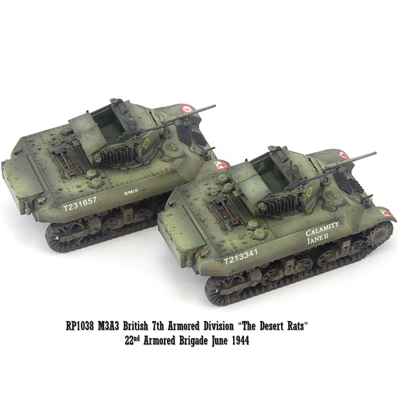 1: 72 RP1038 M3A3 Light Tank 22nd Armored Brigade of British 7th Armored Division (Set of 2) Finished product collection model