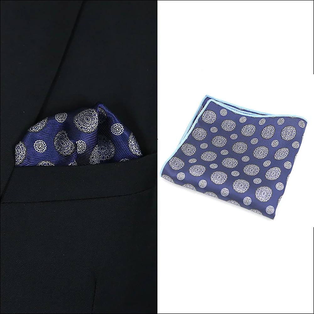 Abiti da uomo alla moda con fiori, fazzoletto da taschino per uomo, petto da lavoro, pois blu, abito classico, tovagliolo, fazzoletto come accessorio per la camicia