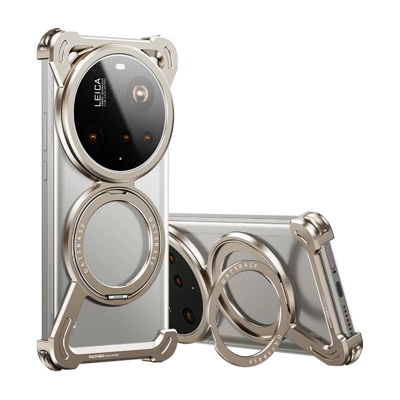 

Oatsbasf Metal Magsafe Phone Case for Xiaomi 15 14 Ultra/Pro Case with 360° Rotation Stand Shockproof Thin for Xiaomi 15 14 Case